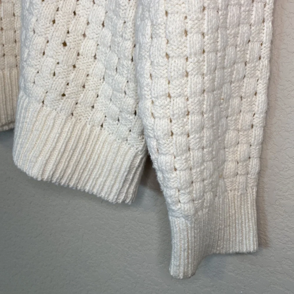 Madewell Basketweave-Stitch Cream Sweater M - Picture 8 of 10